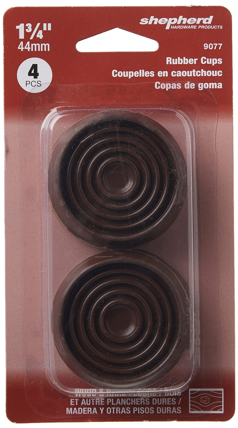 Shepherd Hardware 9077 1-3/4-Inch Round Rubber Furniture Cups, 4-Pack,brown - Image 2